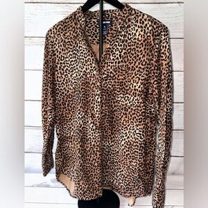 Lands’ End Leopard Print Long Sleeve Blouse - Size M (10-12)